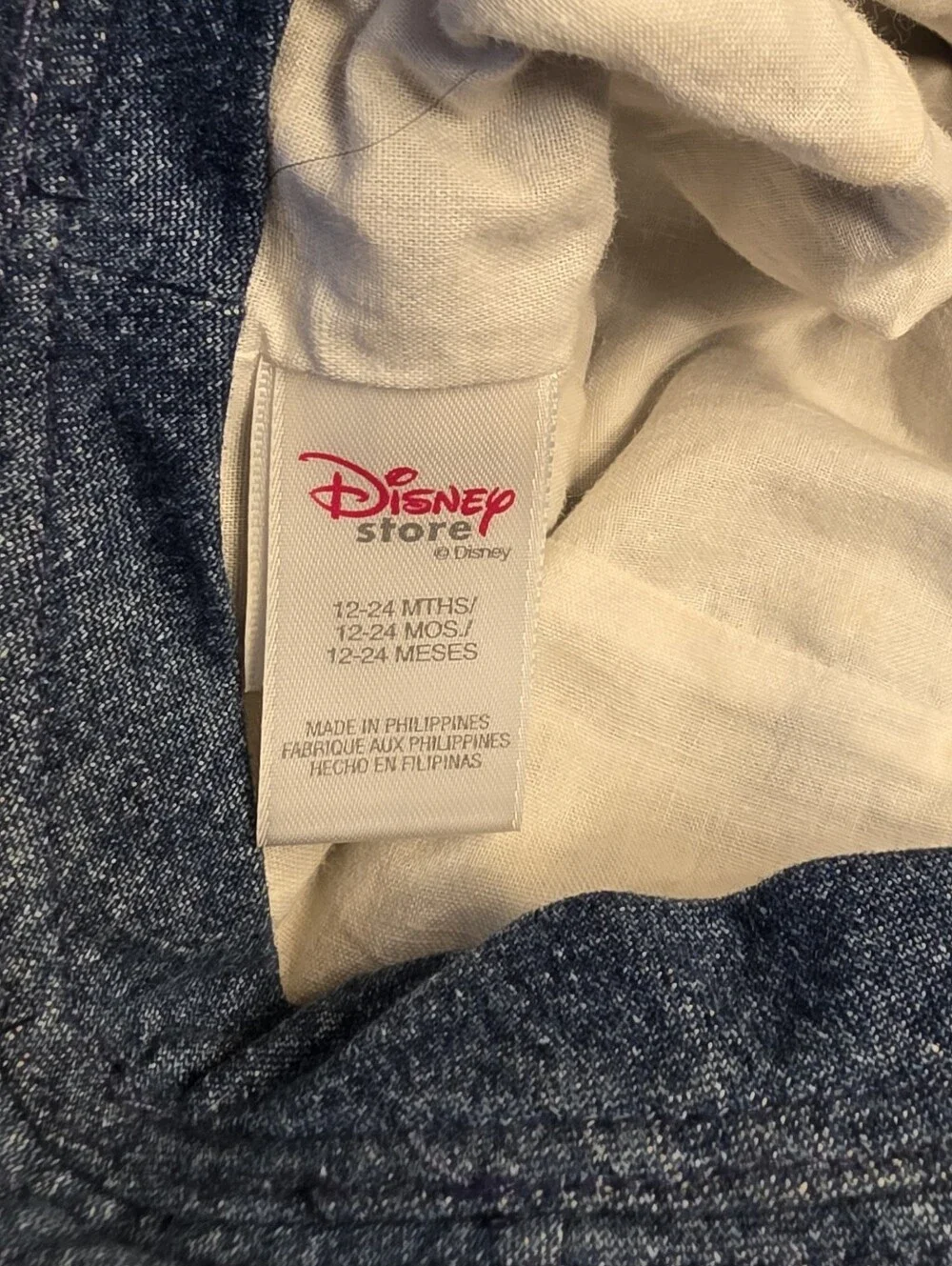 Disney Store Vintage Kids Winnie the Pooh Denim Embroidered Bucket Hat